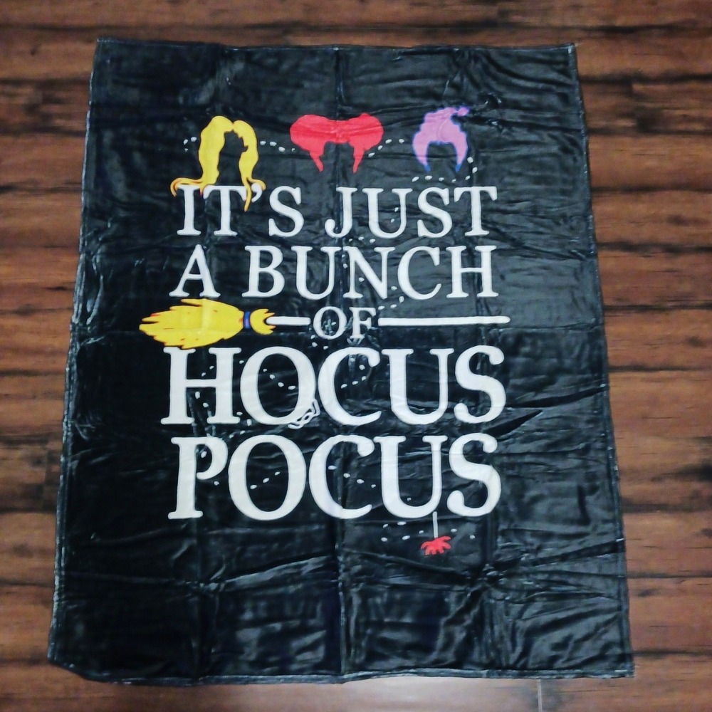 Hocus Pocus Halloween Fleece Throw Blanket 50x40 Black Sanderson Sisters Decor
